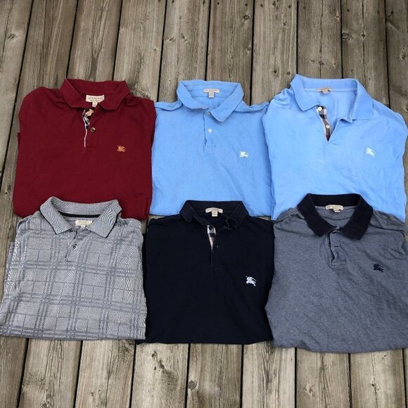 LOT OF 6 Burberry Polo Button Up Shirts XL - Picture 1 of 1